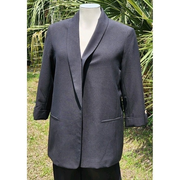 $150 NEW Anne Klein Black Stretch Women Blazer XL roll tab Quiet Luxury Career - Picture 10 of 15